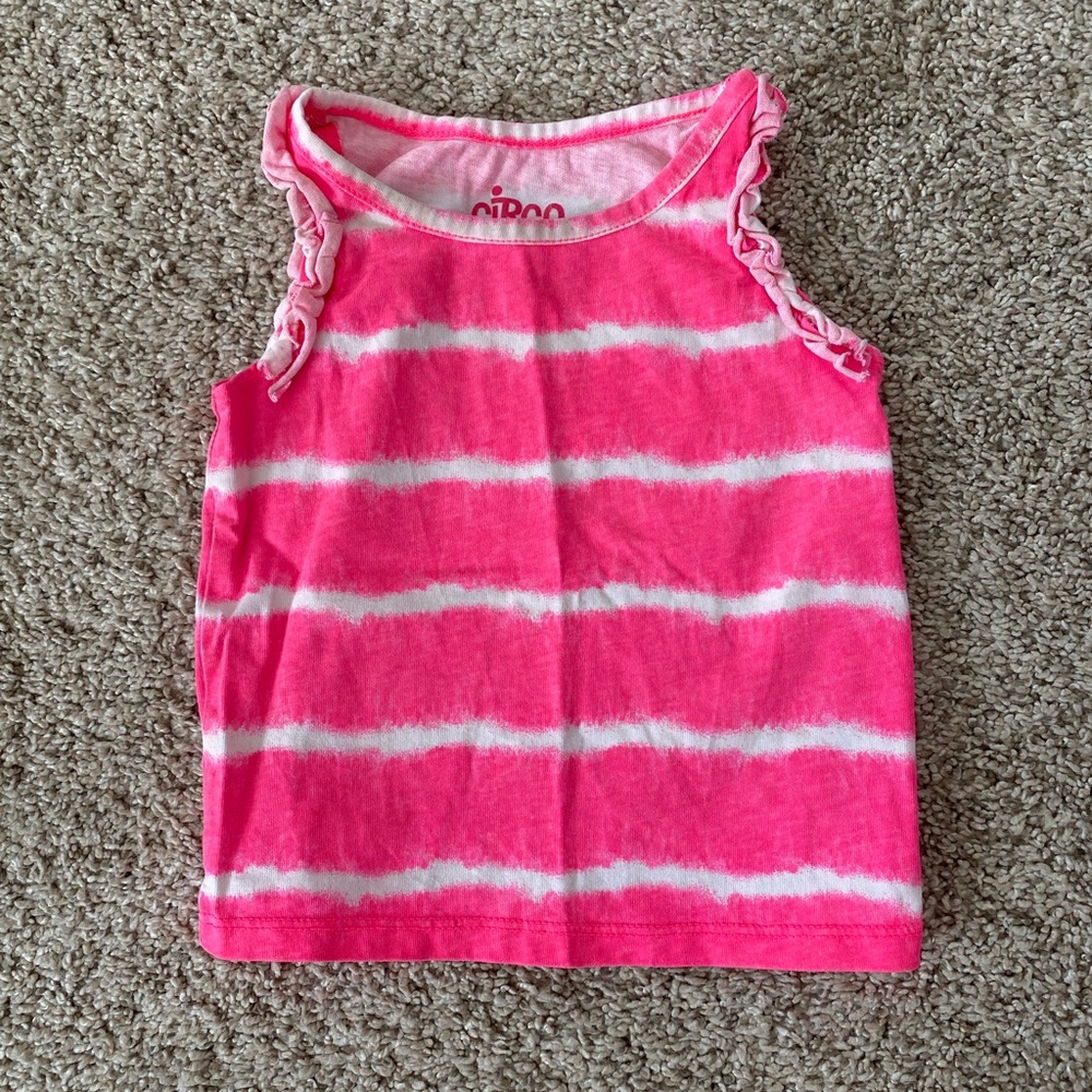 Circo baby girls toddler girls hot pink white tank t-shirt tee size 12 months